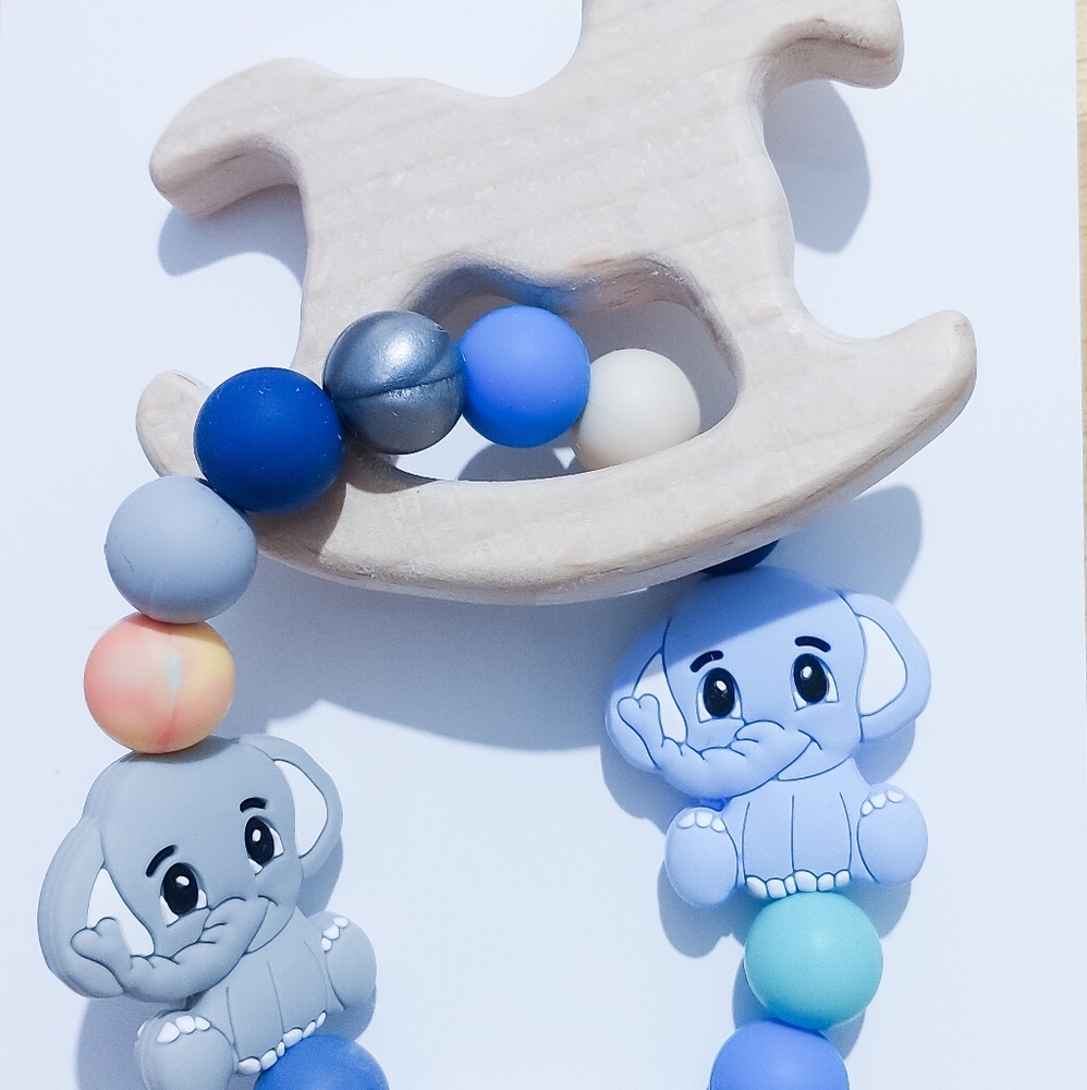 Rocking horse teether bracelet/ rattle Elephant